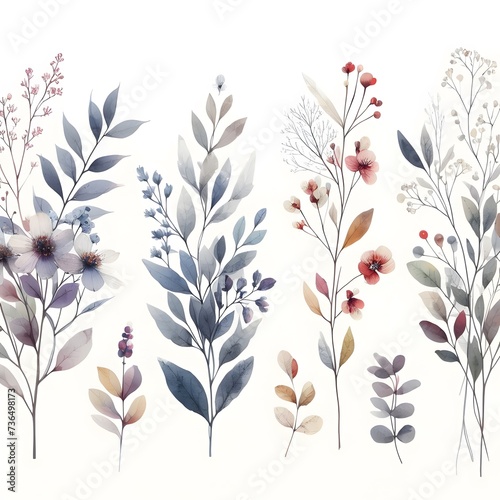 Tiny Blossoms in Watercolor Botanicals © Allakulyevva