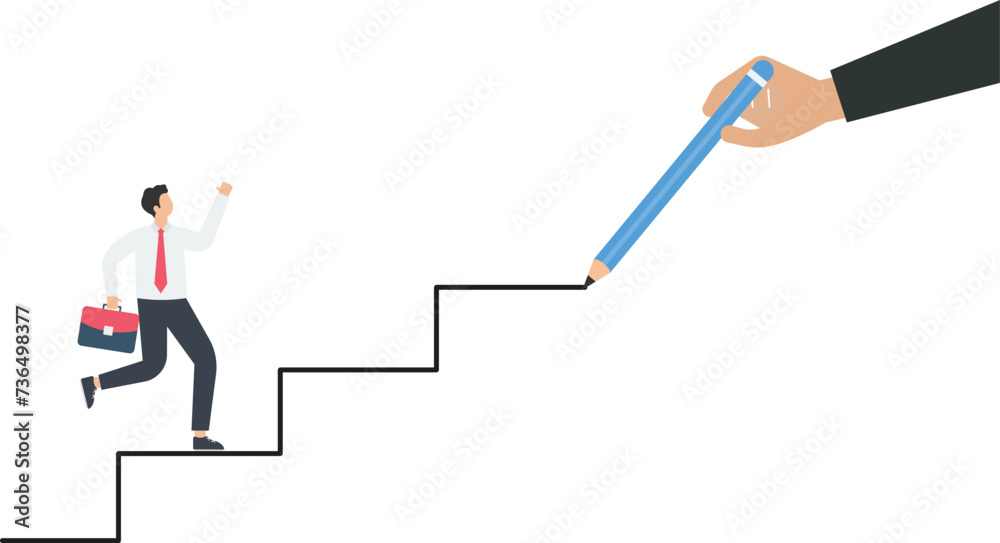The manager draws the stair for a businessman, Steps to success or strategic planning for growth concept,
The manager draws the stair for a businessman, Steps to success or strategic planning for growth concept,