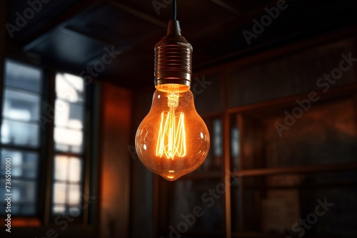 a light bulb from a ceiling
