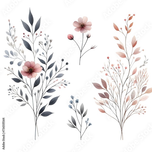 Tiny Blossoms in Botanical Minimalism