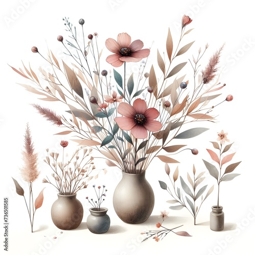 Watercolor Botanicals with Tiny Blossoms