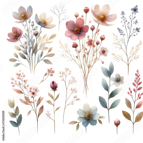 Small Floral Arrangements in Watercolor