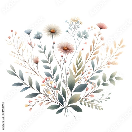 Botanical Watercolor with Petite Blooms