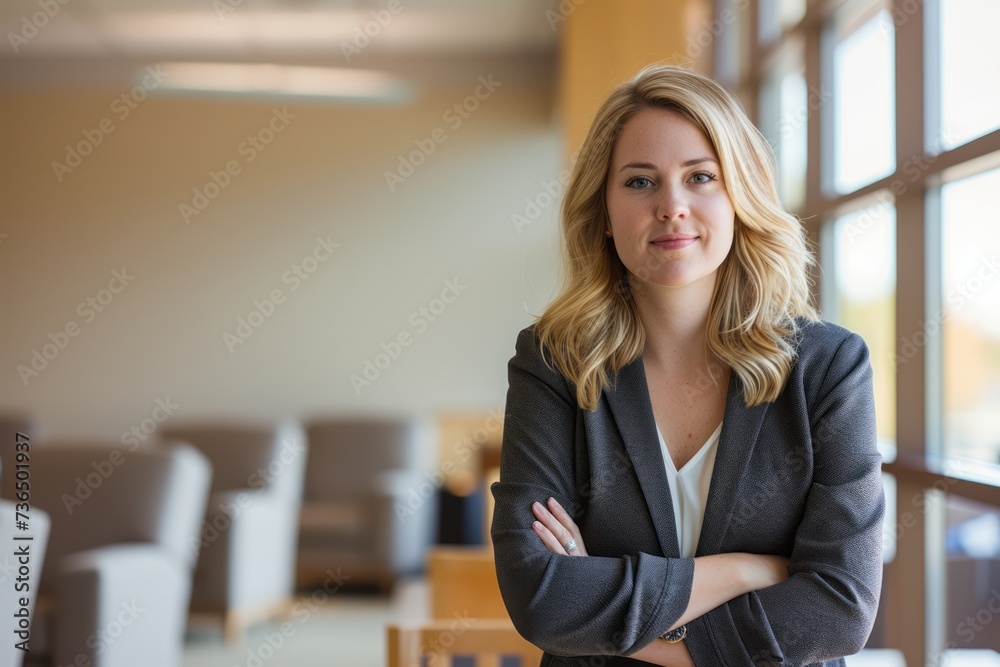 Elegant Professional in Modern Office Space with Artistic Touches. Elegant Professional in Modern Office Space with Artistic Touches.