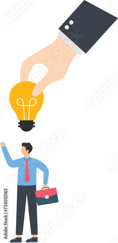 Businessman get an idea by helping hand, Future planning or time management concept,
