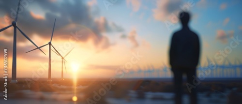 Ethereal Horizon: Silhouettes Among the Dance of Windmills