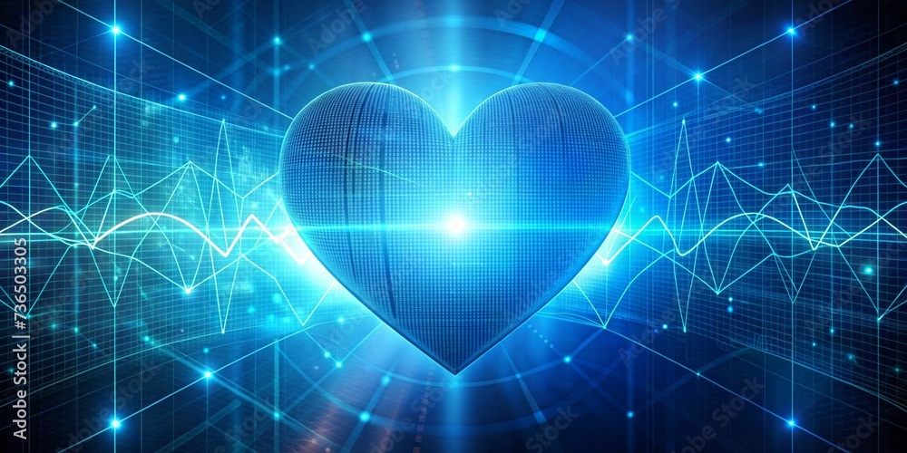 Heartbeat line transforming into a digital AI code, AI role in real-time patient monitoring and heart health management. Advanced AI technology for cardiac care