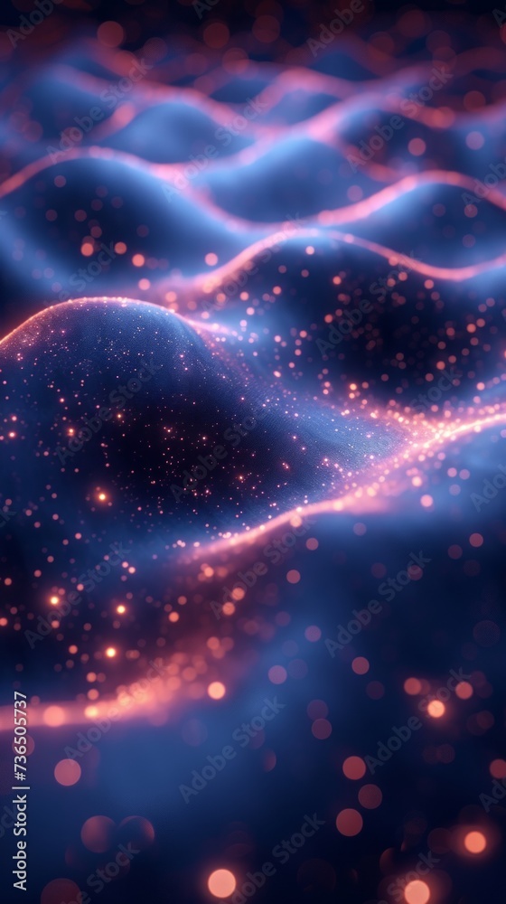 Fototapeta premium Dynamic Particle Technology Wave Design Generative AI