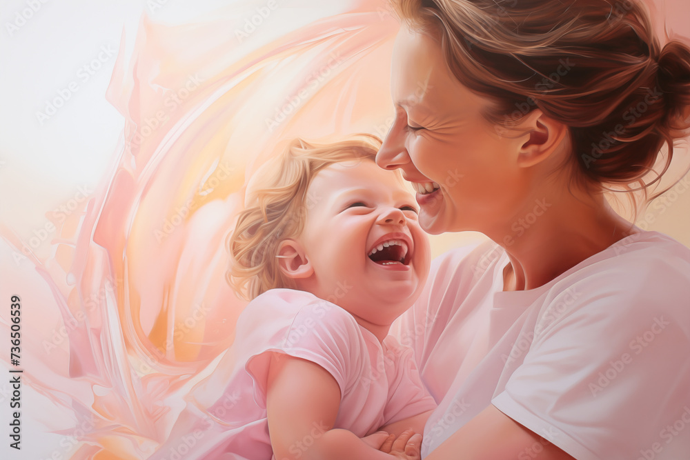 Mutter lacht mit ihrem Baby Mutter lacht mit ihrem Baby