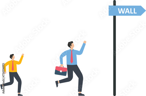 Business people run to Wall Street, investment opportunity and economic analysis concept,
