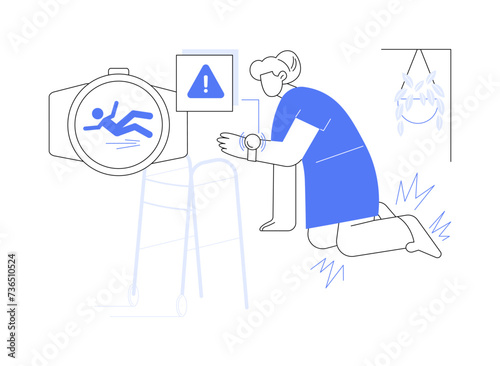 Smartwatch fall detection isolated cartoon vector illustrations.