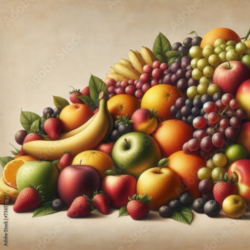 fruit  space  background  fresh  design  tropical  temperate  abundance  health  natural  apple  banana  orange  grape  strawberry  color  texture  beauty  composition  viewer  insert  text