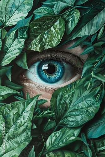 beautiful green eyes that blend with the color of the leaves