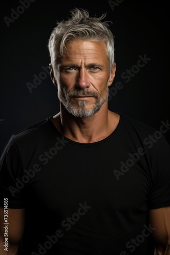 Stylish gentleman posing in black shirt
