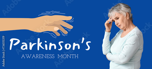 Banner for Parkinson's Awareness Month with senior woman photo