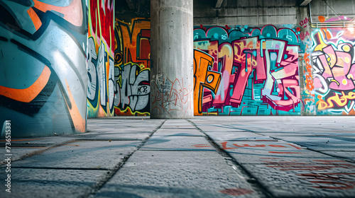 urban walls with stylized graffiti