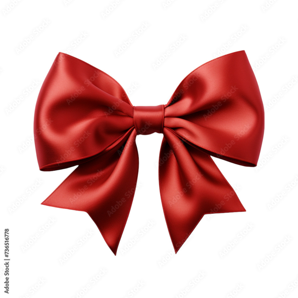 Red bow isolated on white background with clipping path 