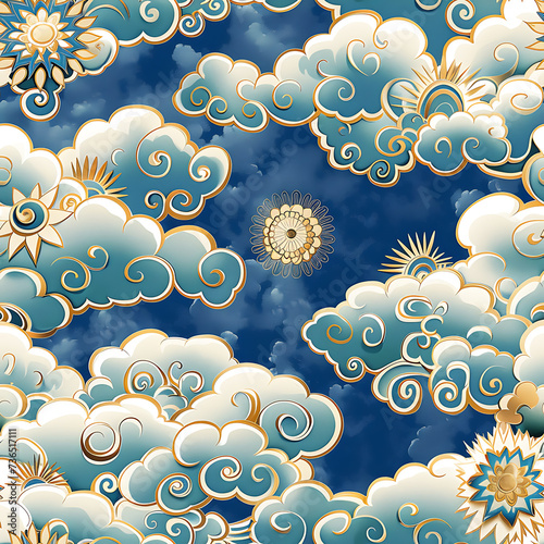 cloisonne and evening sky inspired seamless tile