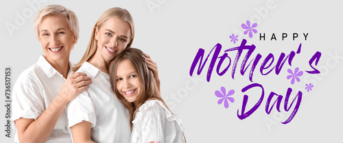 Festive banner for Happy Women's Day with beautiful family