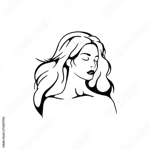Silhouette of a beautiful girl with long hair