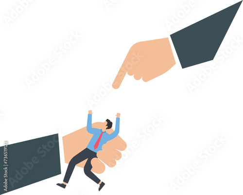 Businesswoman in a manager hand, Professional development and Business success concept, 
