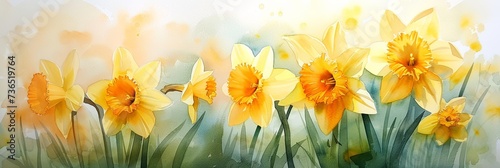 beauty of spring with bright yellow daffodils © Natalia