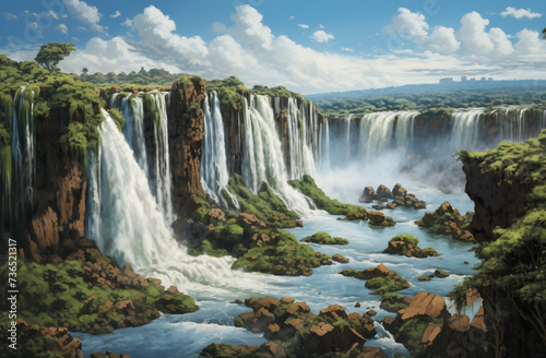 Wunderschöner Wasserfall, Spektakuläre Natur mit Wasserfall bei Sonnenschein