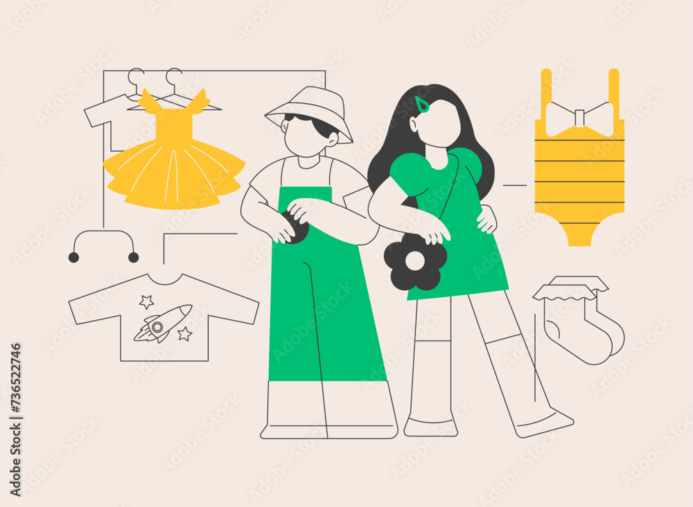 Kids fashion abstract concept vector illustration. Kids fashion abstract concept vector illustration.