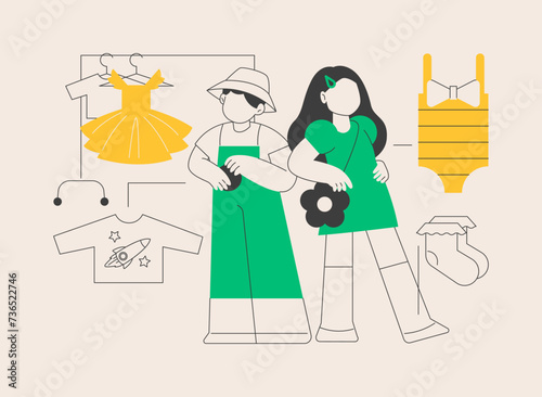 Kids fashion abstract concept vector illustration.