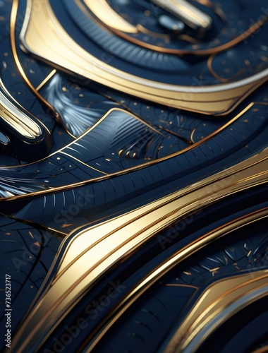 A futuristic design with gold and black colors. Generative AI. © serg3d