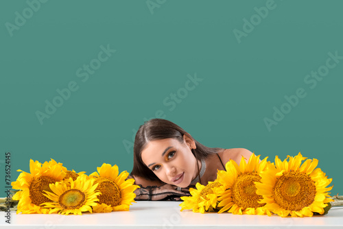 Elegant young woman with be...