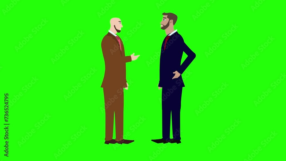 Animation of two business man character talking each other on green screen chroma key Animation of two business man character talking each other on green screen chroma key