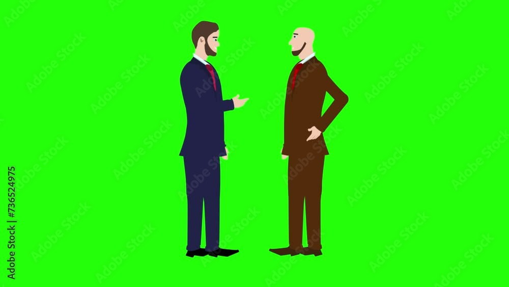 Animation of two business man character talking each other on green screen chroma key Animation of two business man character talking each other on green screen chroma key