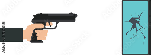 Shooting Crime and criminal violence, Criminal activity or Forensic Detective concept,  
