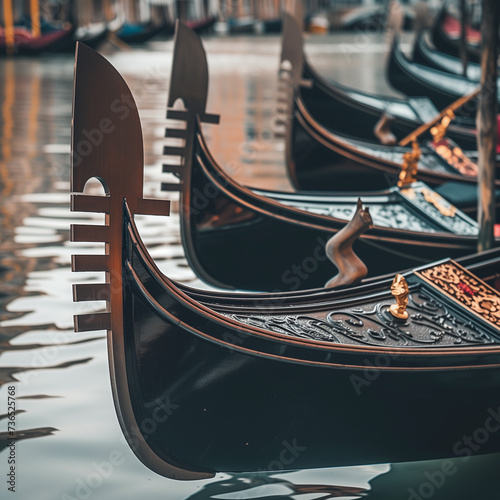 Elegant Venetian Gondolas Floating on Serene Water