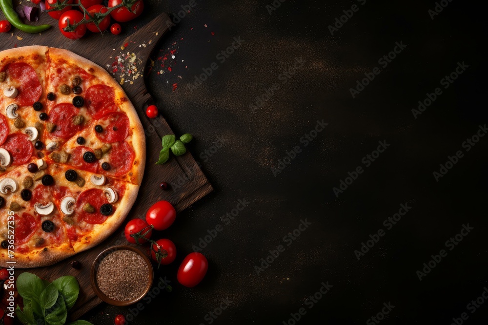 Realistic Pizza mockup background. Menu salami. Generate Ai