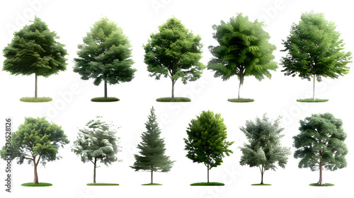 Collection Beautiful 3D Trees Isolated on PNGs transparent background   Use for visualization in architectural design or garden decorate