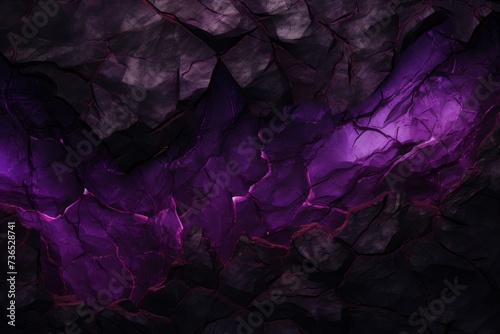 Plain magma cracks purple. Eruption fire. Generate Ai photo