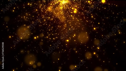 4K gold particles background is a motion graphic. Premium gold particles keep moving forward, gold particle streaks fall, perfect for awards, movies, weddings and openings. photo