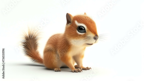 A charming 3D illustration of an adorable squirrel, showcasing its cuteness and lively demeanor, perfect to add a touch of whimsy to any project.