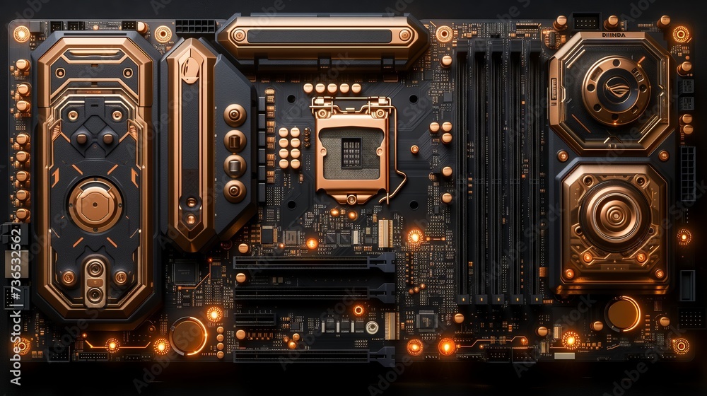 motherboard with a lot of electronics on it close up shot motherboard with a lot of electronics on it close up shot