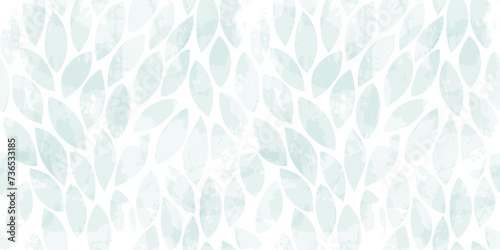 Blue leaves seamless vector pattern. Watercolor leaf background, textured jungle print.