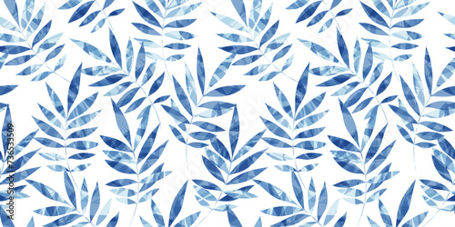 Leaves Pattern. Watercolor leaves seamless vector background, jungle print textured