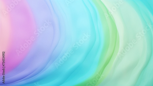 Smooth wavy lines of rainbow colors abstract background with a predominance of mint shades for web design photo