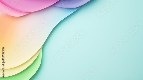 Smooth wavy lines of rainbow colors abstract background with a predominance of mint shades for web design photo