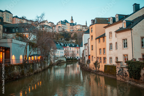 Luxembourg, February 01, 2024: General view from Luxembourg during twilight. photo