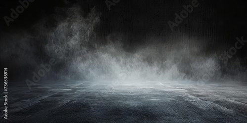 Mysterious atmosphere with smoke and light creating an eerie texture on a textured floor.