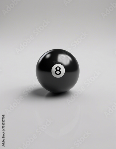 No. 8 black billiard ball on isolated white background  