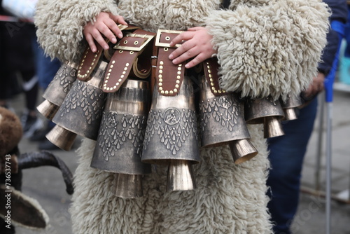 First masquerade festival "Djamala" in Kyustendil, Bulgaria. People with mask called Kukeri dance and perform to scare the evil spirits.