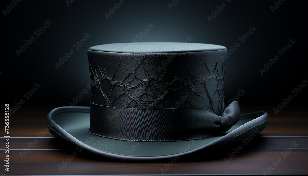 Fashionable men in old fashioned fedora hats on a dark wooden table generated by AI Fashionable men in old fashioned fedora hats on a dark wooden table generated by AI